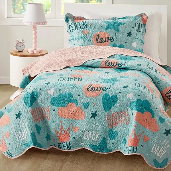 Kit Colcha Studio Mix Kids - Solteiro - Love - Corttex