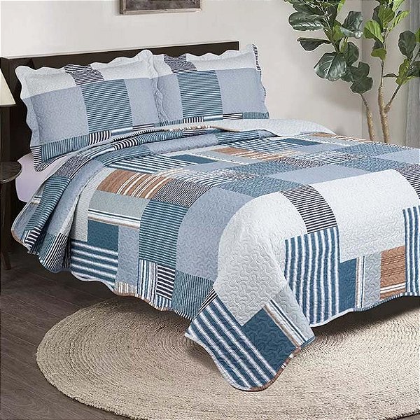 Kit Colcha Evolution Patchwork Solteiro - Barô - Camesa