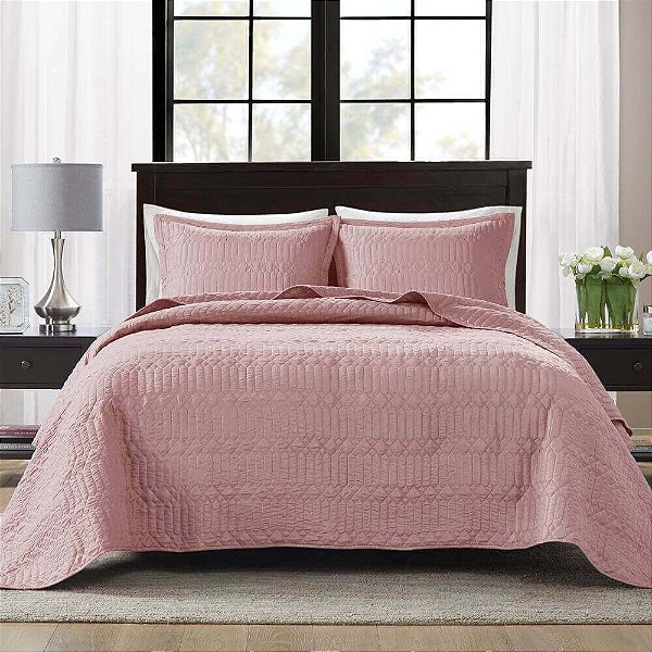 Jogo de Colcha Siena Attuale King - Rose - 3 Peças - Corttex