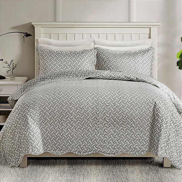 Jogo de Colcha Attuale Boutis Queen - Branco/Preto - Corttex