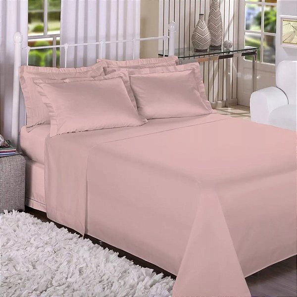 Jogo de Lençol Trésor 300 Fios Solteiro - Rosê - 3 Peças - Estamparia