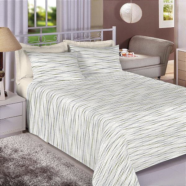 Jogo de Cama Premium Solteiro Pontilhado - 150 Fios - Estamparia