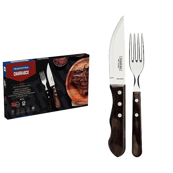 Jogo de Talheres Jumbo Churrasco Polywood - 12 Peças - Tramontina