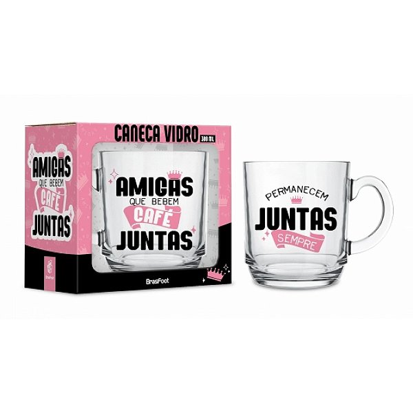 Caneca Urban de Vidro - Amigas Que Bebem Juntas - 300ml - Brasfoot