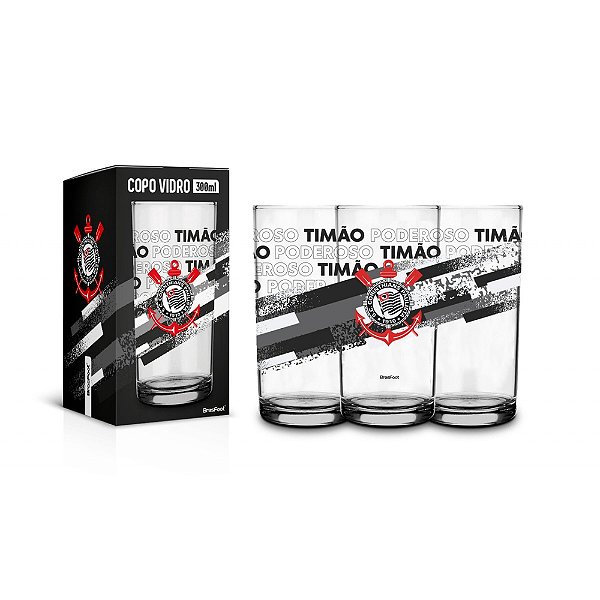 Copo de Vidro Corinthians - 300ml - Brasfoot