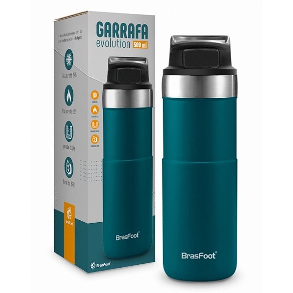 Garrafa Evolution Azul Petróleo - 500ml - Brasfoot