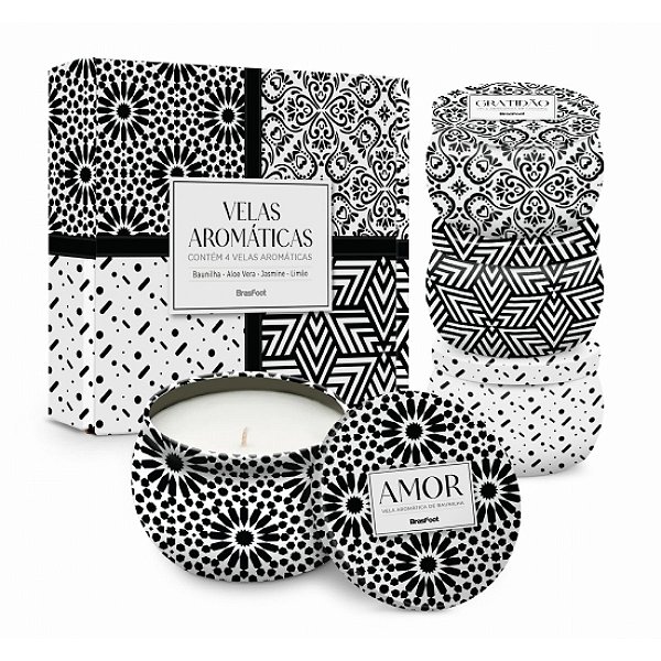 Jogo de Velas Aromáticas Geométrico - 4 Peças - Brasfoot