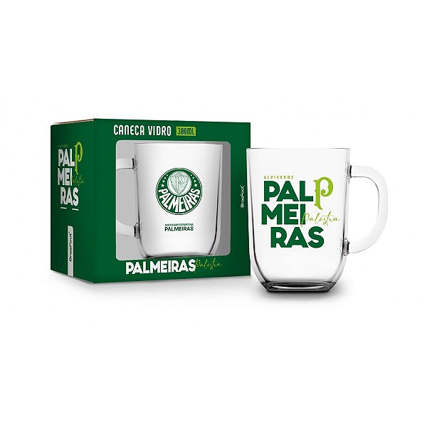 Caneca de Vidro Toronto - Palmeiras - 300ml - Brasfoot