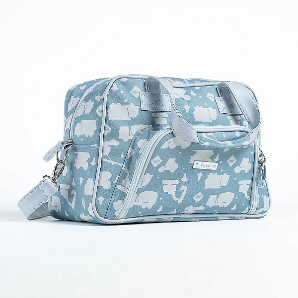 Bolsa Maternidade Caminhões - Média - Azul Bebê - Hug