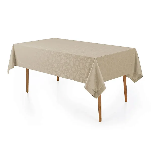 Toalha de Mesa Victória Retangular Easy Wash - Noz Moscada - 6 Lugares - Karsten