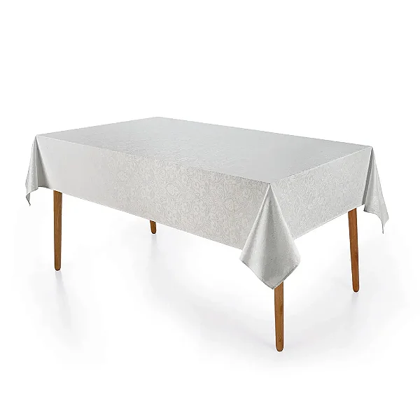 Toalha de Mesa Blanka Jacquard Retangular - 6 Lugares - Branco - Karsten