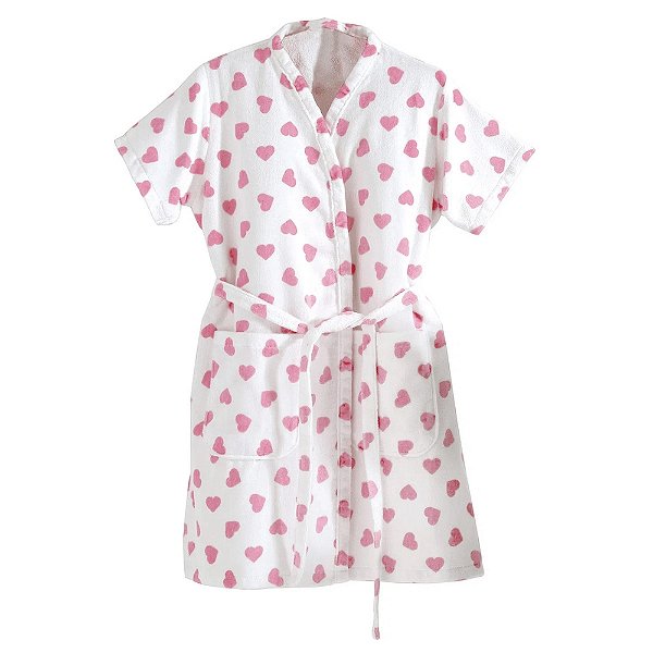 Roupão Adulto Fiore Velour Coração Rosa - GG - Döhler
