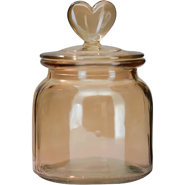 Pote de Vidro Decor Afeto Coração - Ambar - Tuut