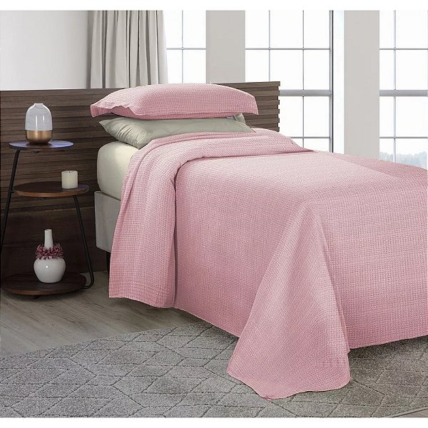 Colcha Dream Piquet Solteiro - Rosa - Estamparia