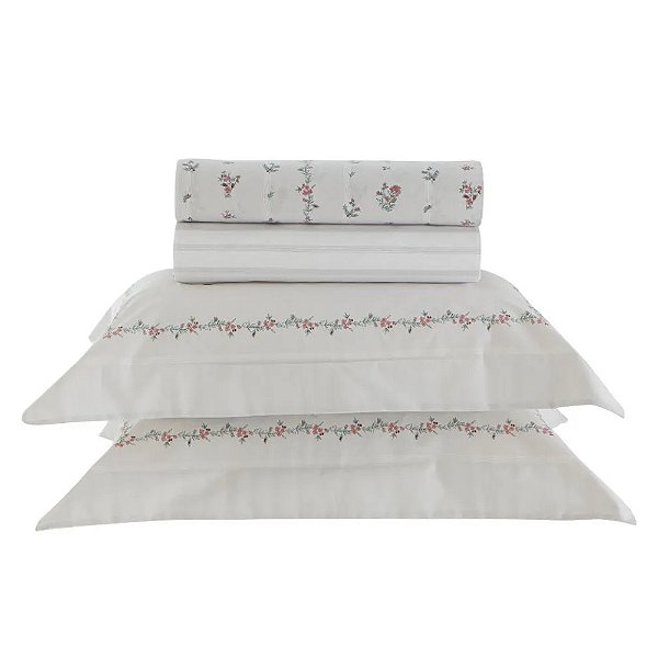Jogo de Cama Vida Bela Casal 200 Fios  - Florate - Kacyumara