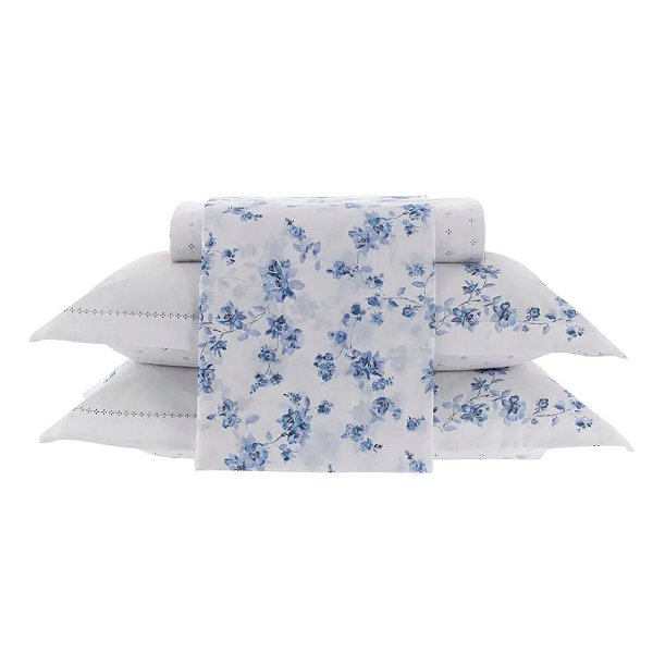 Jogo de Cama Vida Bela Casal 200 Fios - Azuri - Kacyumara