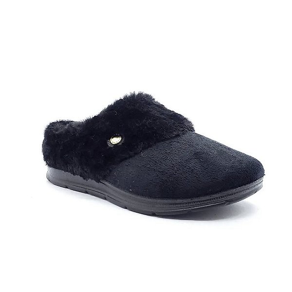 Pantufa Feminina Bariloche Pelúcia - Preto - Pegada