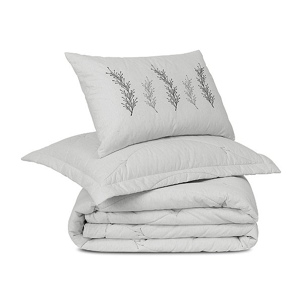 Kit Coordenado Sierra Queen 180 Fios - Cinza - 4 Peças - Lavive