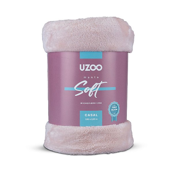 Manta Microfibra Soft Casal - Rose - Uzoo