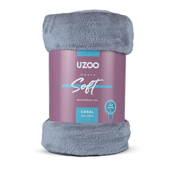 Manta Microfibra Soft Casal - Cinza - Uzoo