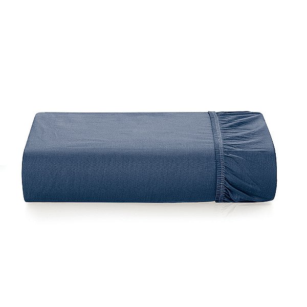 Lençol Com Elástico Liss Casal - Marinho - Karsten