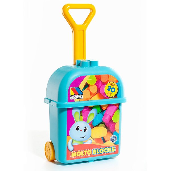 Blocos de Montar com Rodinhas Molto Blocks - Azul - Cardoso Toys