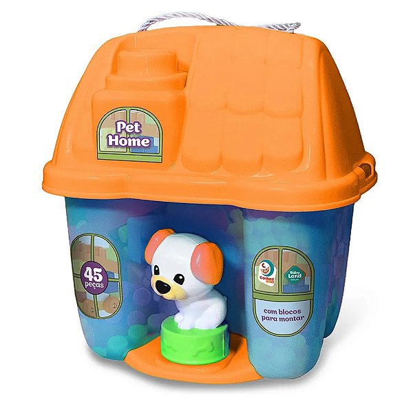 Blocos de Montar Casinha Pet Home Baby Land - Azul - Cardoso Toys