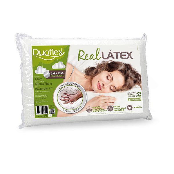 Travesseiro Real Látex - 14cm - Capa Dry Fit - Duoflex