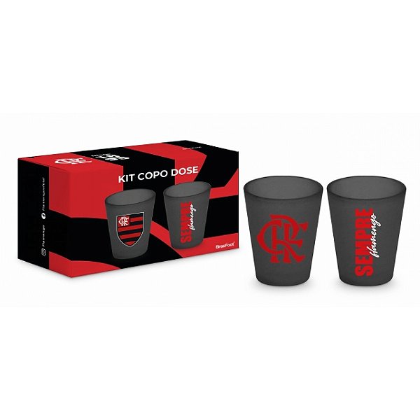 Jogo de Copos de Dose Flamengo - 2 Peças - 55ml - Brasfoot