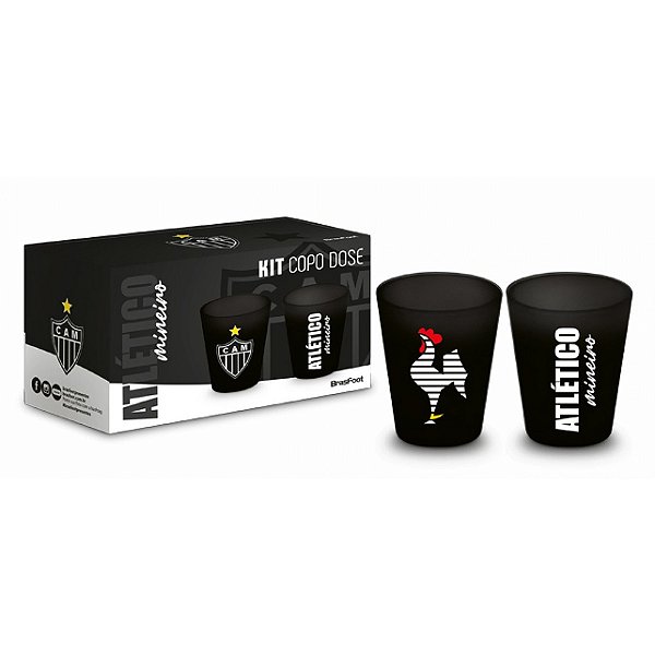 Jogo de Copos de Dose Atlético Mineiro - 2 Peças - 55ml - Brasfoot