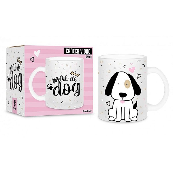 Caneca de Vidro Diamond - 300ml - Mãe de Dog - Brasfoot