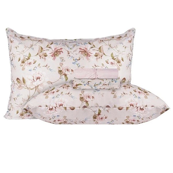 Jogo de Cama Attuale Queen 150 Fios - Floral - 4 Peças - Corttex