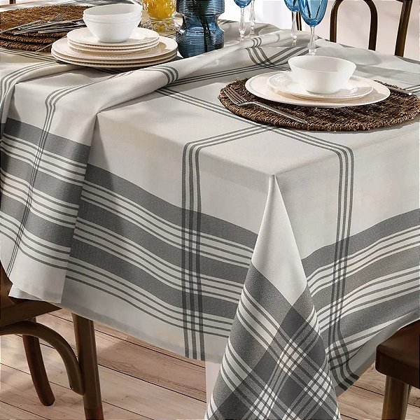 Toalha de Mesa Renova Retangular 6 Lugares - Luna Cinza - Döhler Clean