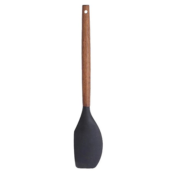 Espátula de Silicone com Cabo de Madeira - Preto - Paramount