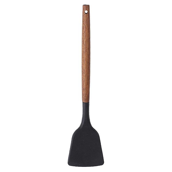 Espátula Reta de Silicone com Cabo de Madeira - Preto - Paramount