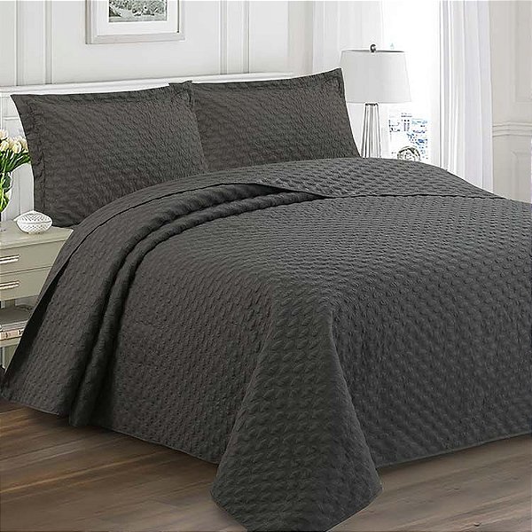 Jogo de Colcha Ilusion Punto Solteiro - Chumbo - Camesa