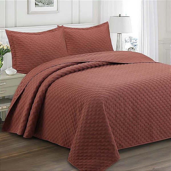 Jogo de Colcha Ilusion Punto Solteiro - Terracota - Camesa