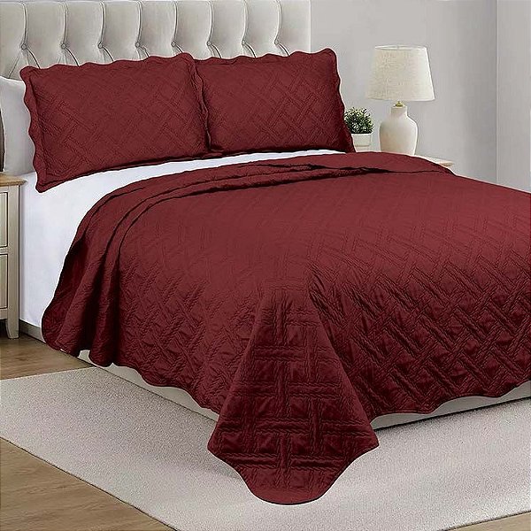 Jogo de Colcha Brize Solteiro - Bordô - Camesa
