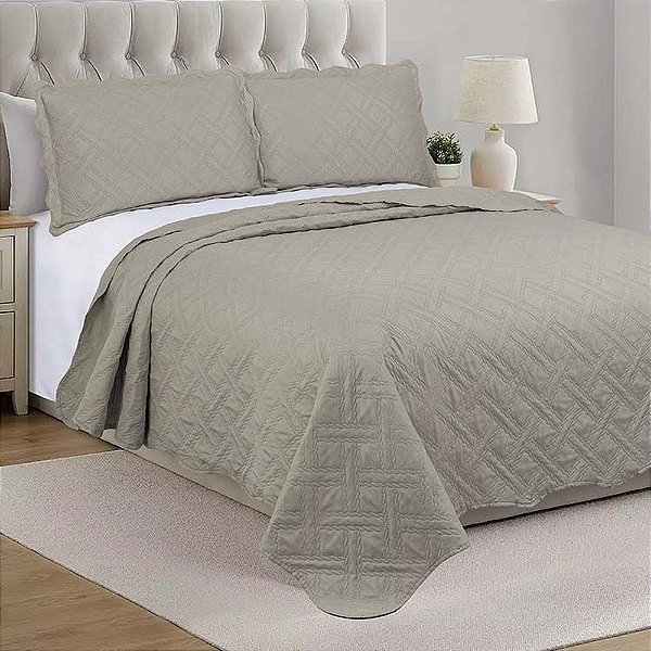 Jogo de Colcha Brize King - Bege - Camesa