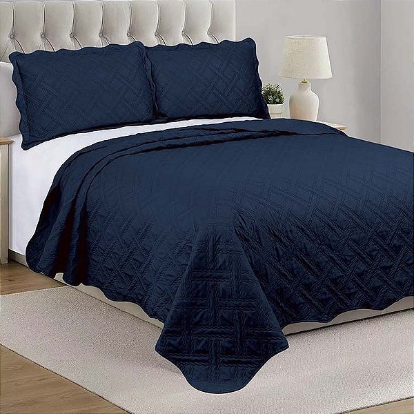 Jogo de Colcha Brize Queen - Marinho - Camesa