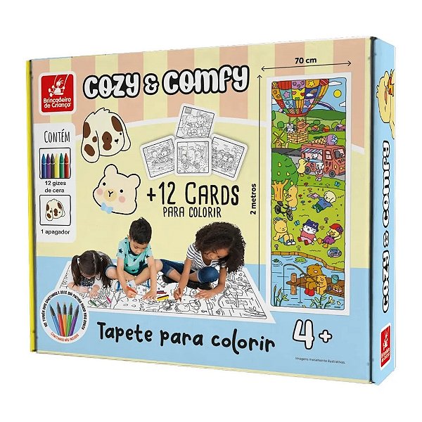 Tapete de Colorir + 12 Cards Cozy e Comfy - Brincadeira de Criança