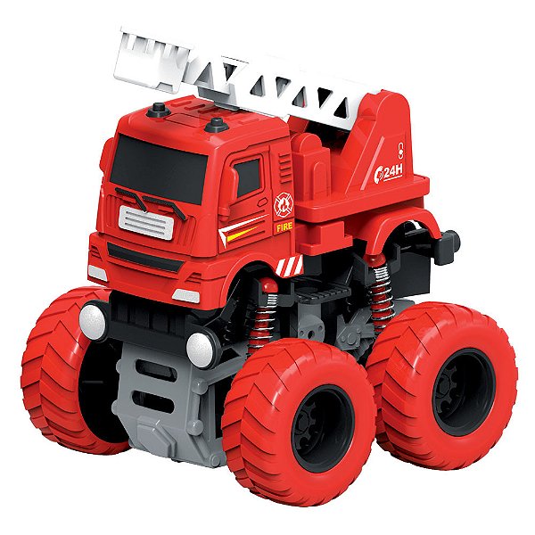 Carro Bombeiro Maluco com Escada - DM Toys