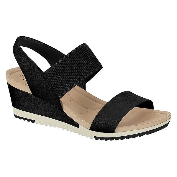 Sandália Feminina Anabela Elástico - Preto - Modare Ultraconforto