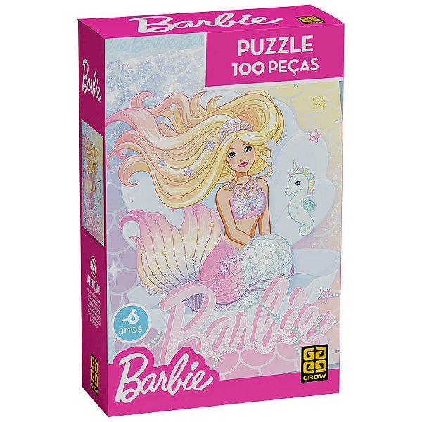 Quebra-Cabeça Barbie Sereia Brilhante 100 Peças - Grow