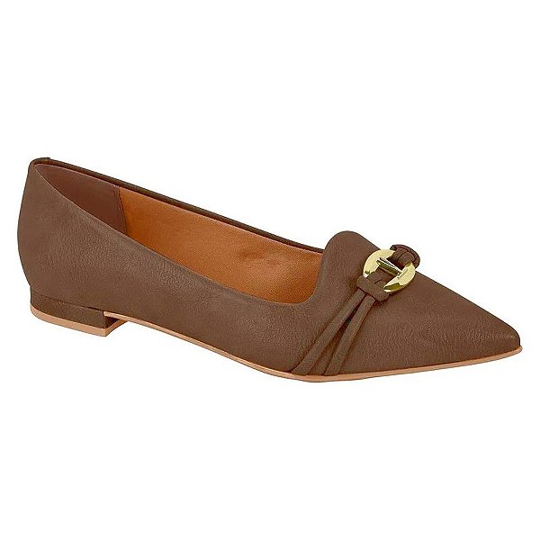 Sapatilha Feminina Fivela Bico Fino - Marrom - Vizzano