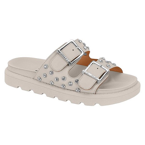 Sandália Papete Feminina Strass - Branco - Vizzano