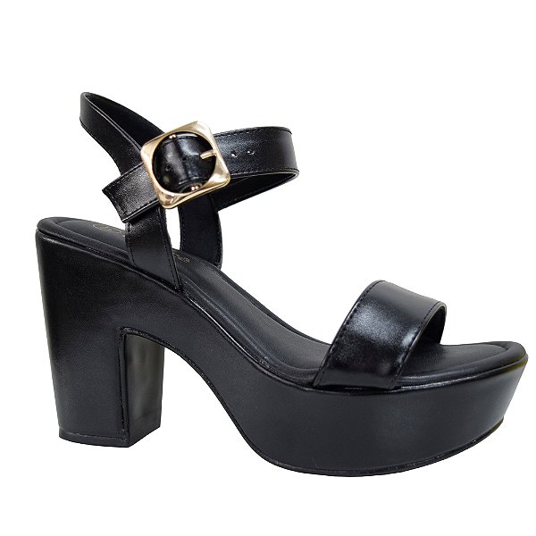 Sandália Feminina Plataforma Meia Pata - Preto - Bebecê