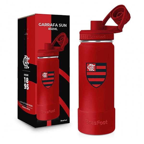 Garrafa Térmica Sun Base Silicone - Flamengo - 850ml - Brasfoot