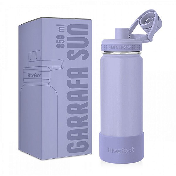 Garrafa Térmica Sun Base Silicone Premium - Lilás - 850ml - Brasfoot