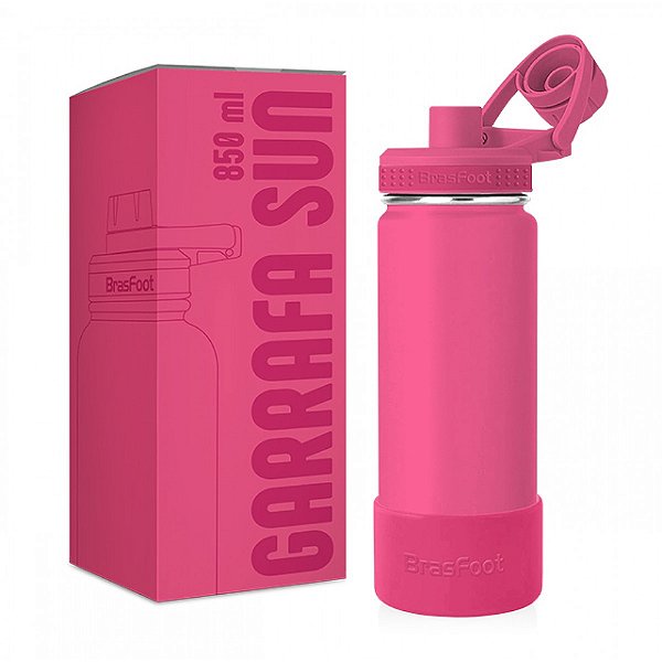 Garrafa Térmica Sun Base Silicone Premium - Magenta - 850ml - Brasfoot